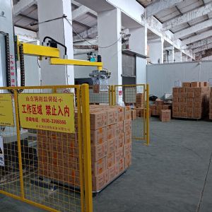 立柱碼垛機箱裝調味品自動碼垛生產線